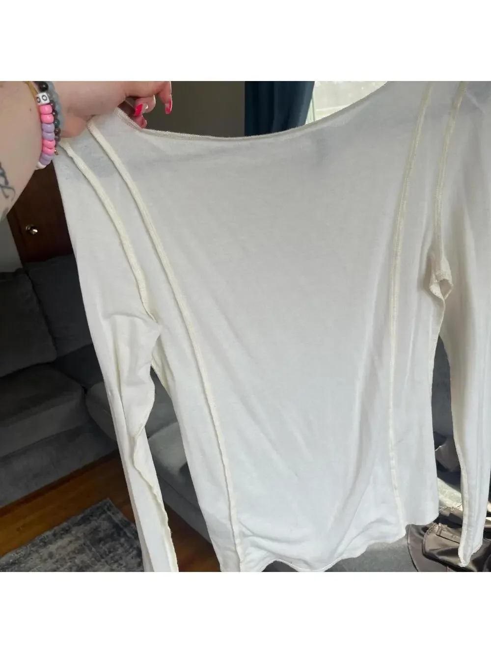 H&M Women's White and Cream Shirt - Picture 4 of 4